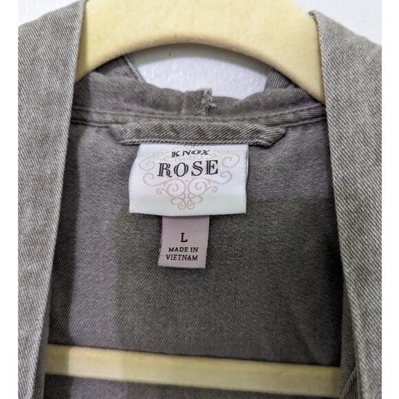 Knox Rose Women's Olive Lace Front Lightweight Hooded Jacket Size L - Picture 4 of 6